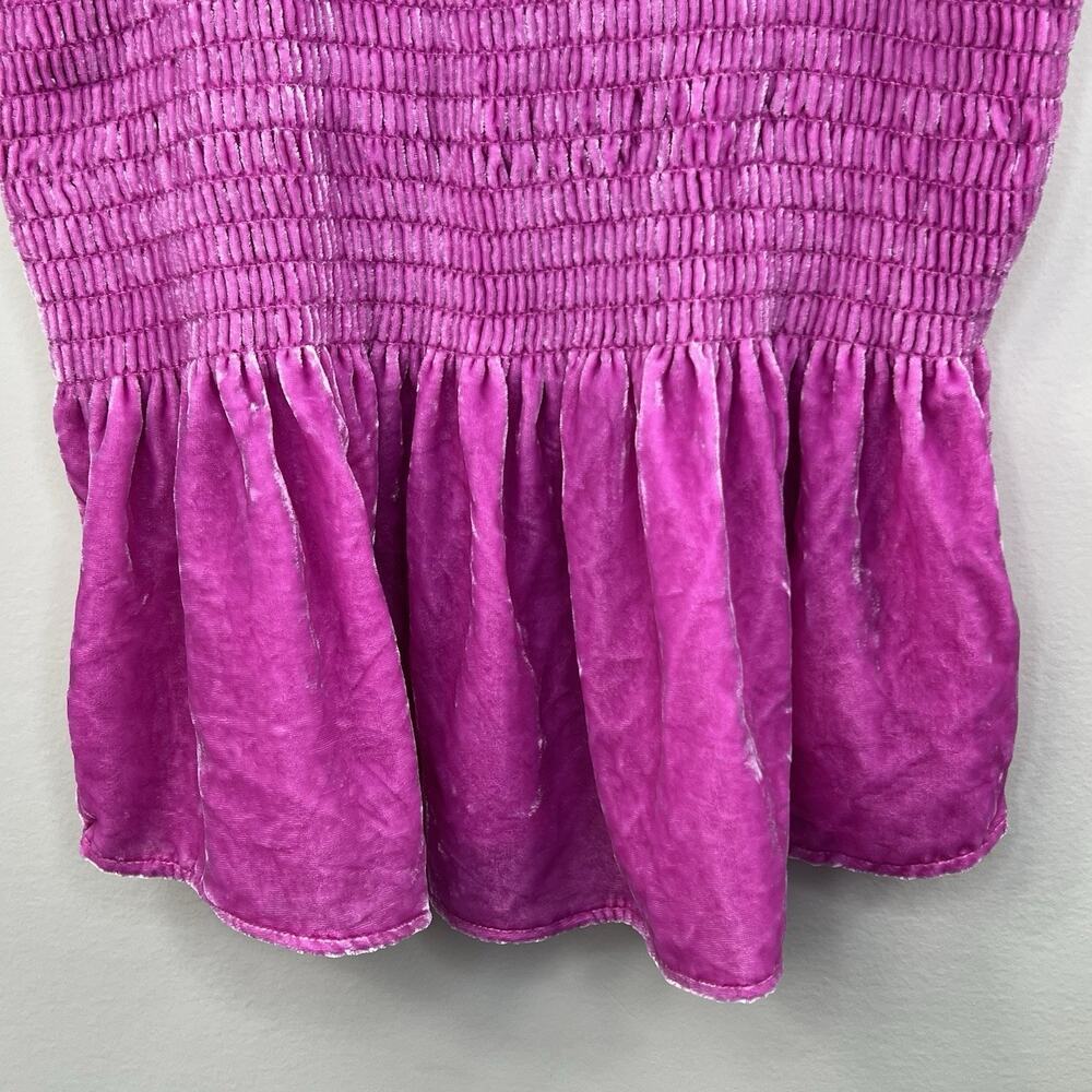 Anthropologie Pink Smocked Velvet Babydoll Tank Size S - Picture 5 of 10